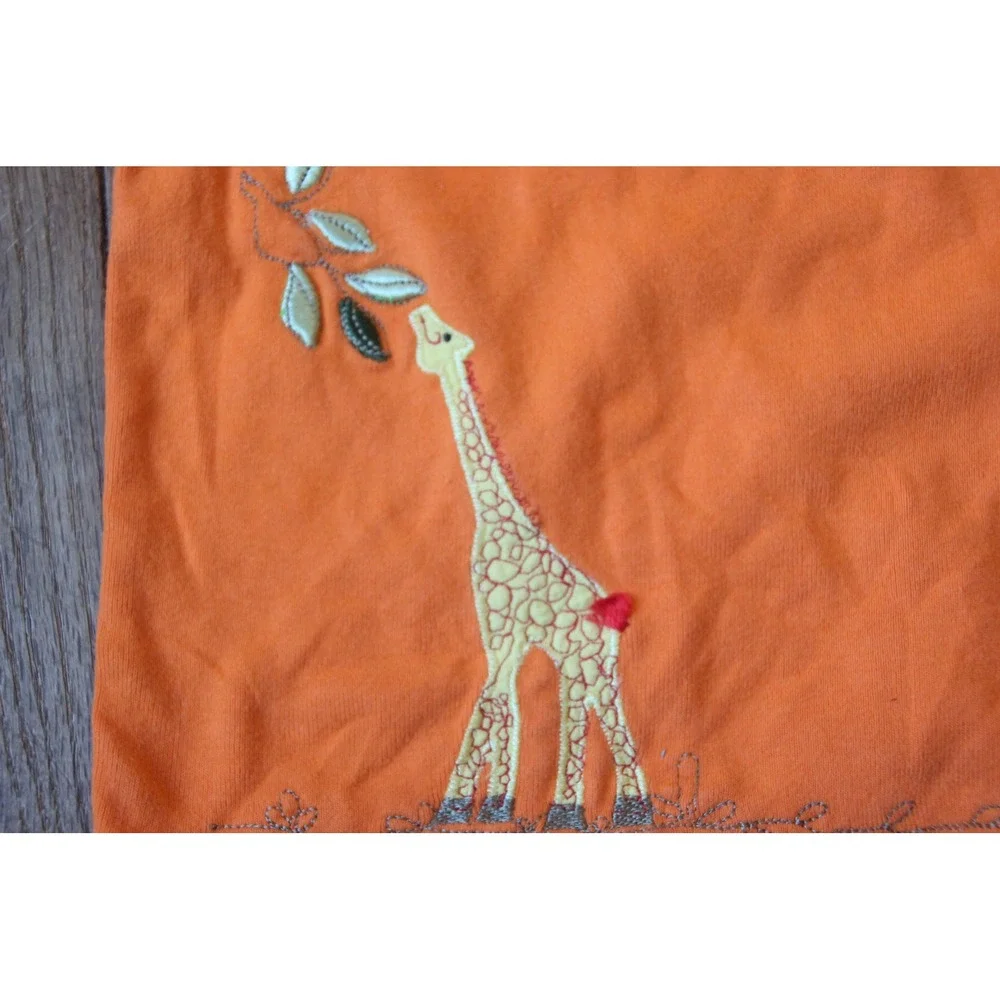 Baby GAP Orange‎ Giraffe Embroidered Long Sleeve Top Shirt 6-12 Months